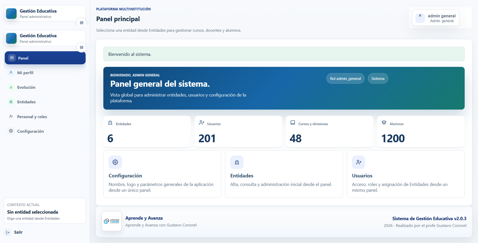 Captura de Pantalla del Dashboard de AulaWasi